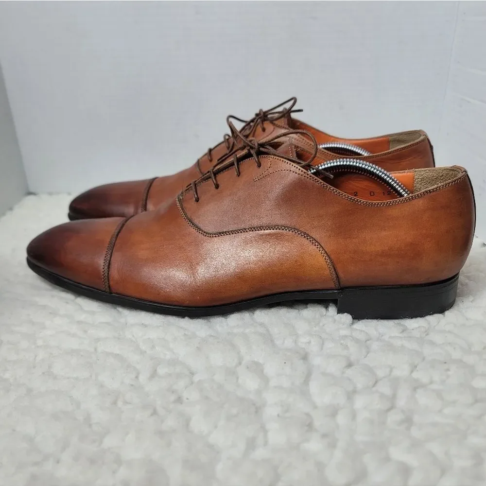 Santoni Men’s Cap Toe Oxford Dress Shoes Brown Leather US 12 D Italy.Classic
